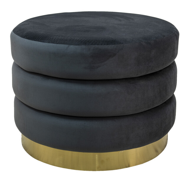 Clayre & Eef Poef Ø 60x45 cm hout metaal rond hocker 1852186 large