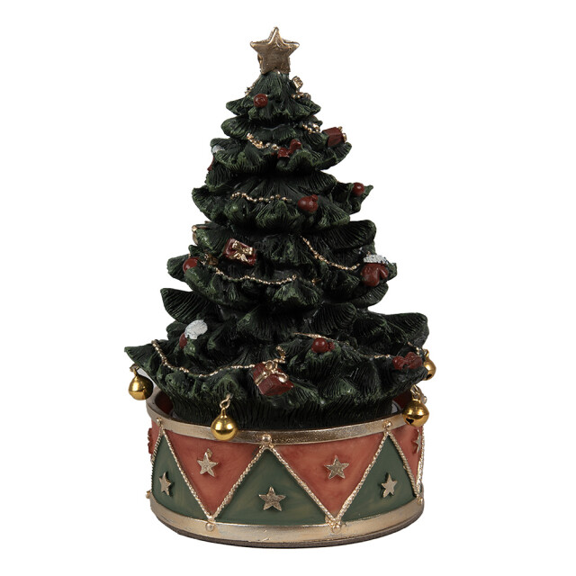Clayre & Eef Muziekdoos kerstboom Ø 12x18 cm rood kunststof 2982026 large