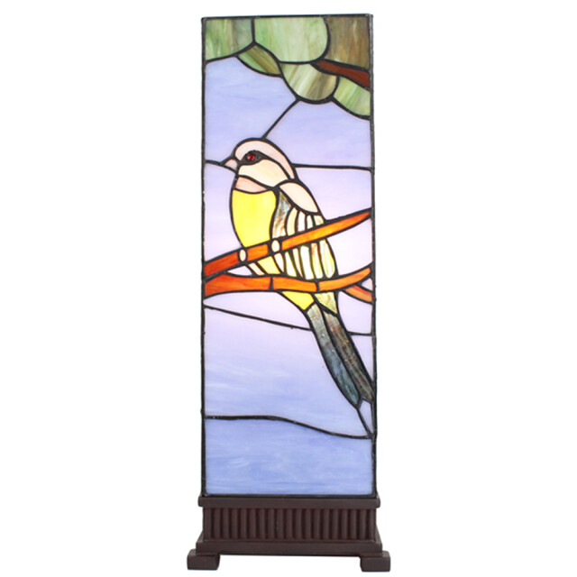 LumiLamp Tiffany tafellamp 18x18x48 cm glas kunststof vogel tiffany 2201451 large