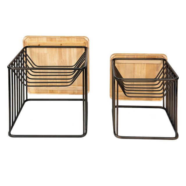 Clayre & Eef Bijzettafel set van 2 ijzer hout salontafel 1975432 large