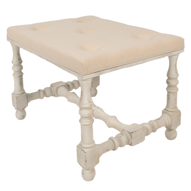Clayre & Eef Hocker 62x47x46 cm hout textiel poef 2704945 large