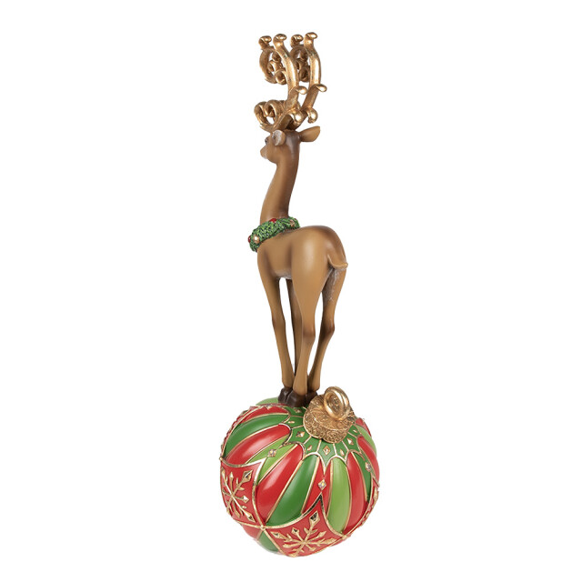 Clayre & Eef Beeld rendier 43 cm rood polyresin kerstdecoratie 2614339 large