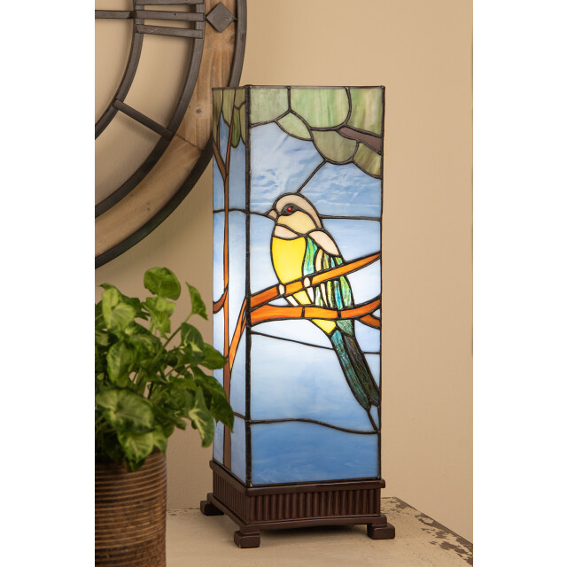 LumiLamp Tiffany tafellamp 18x18x48 cm glas kunststof vogel tiffany 2201451 large