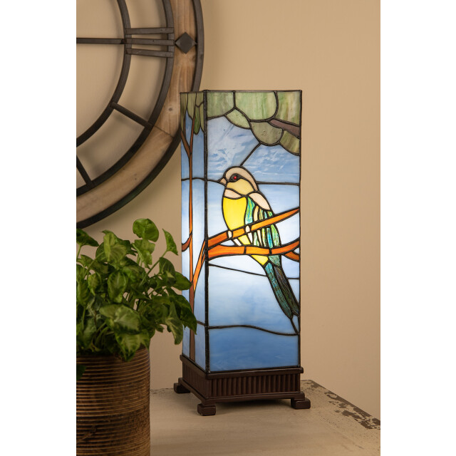 LumiLamp Tiffany tafellamp 18x18x48 cm glas kunststof vogel tiffany 2201451 large