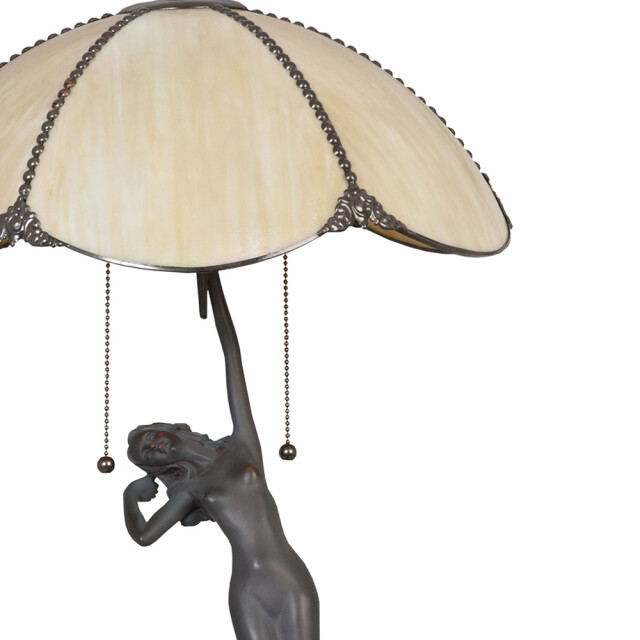 LumiLamp Tiffany tafellamp Ø 41x70 cm bruin glas tiffany bureaulamp 1121299 large
