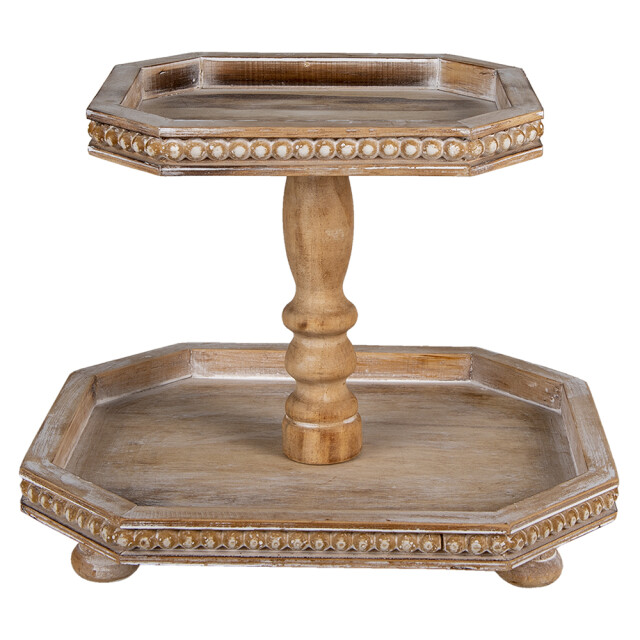 Clayre & Eef Etagère 2 laags 38x33x31 cm hout serveerschaal 1549817 large