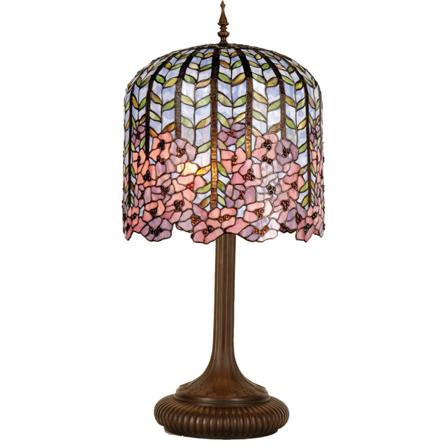 LumiLamp Tiffany tafellamp Ø 40x84 cm roze glas rechthoek bloemen tiffany 1088483 large