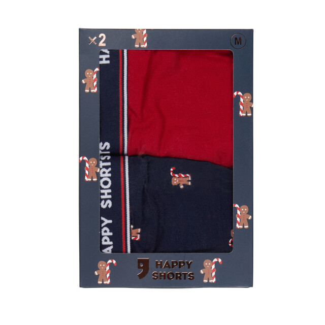 Happy Shorts Kinder boxershorts jongens kerst print 2-pack gingerbread men HS-K-1073 large