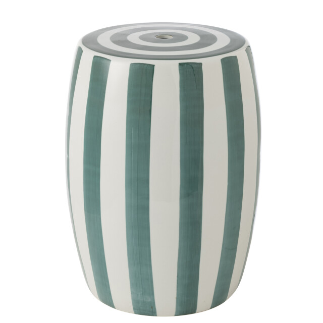 J-Line kruk listra strepen porselein groen/wit 32x32x45cm 3002641 large