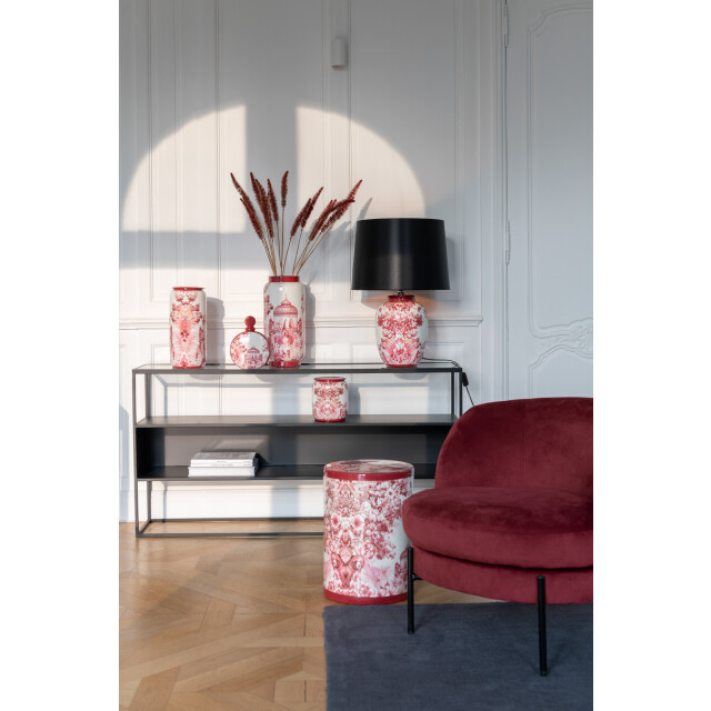 J-Line kruk moriko porselein rood/wit 34x34x44cm 3002634 large