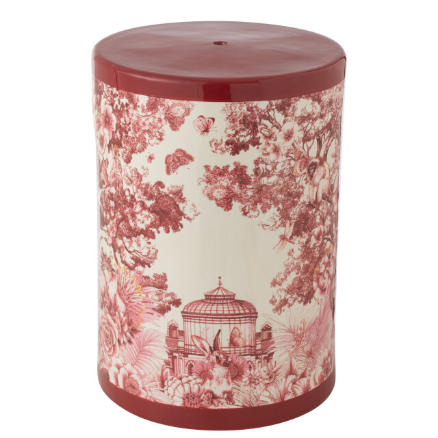 J-Line kruk moriko porselein rood/wit 34x34x44cm 3002634 large