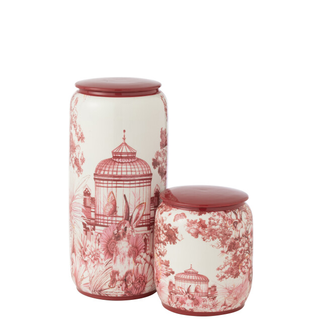 J-Line pot moriko rond porselein rood/wit large 16x16x38cm 3002630 large