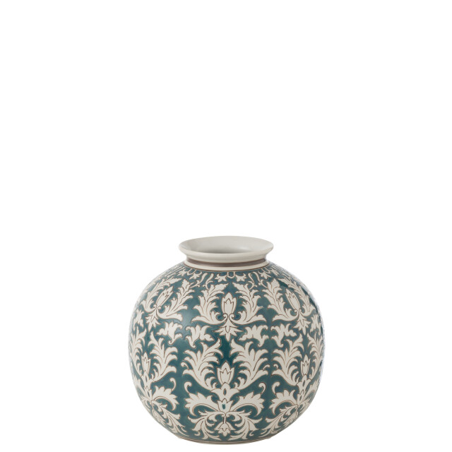 J-Line vaas victoria rond porselein groen/wit 26x26x24cm 2998653 large