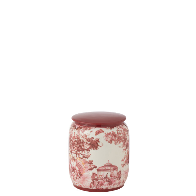J-Line pot moriko rond porselein rood/wit small 16x16x23cm 3002628 large