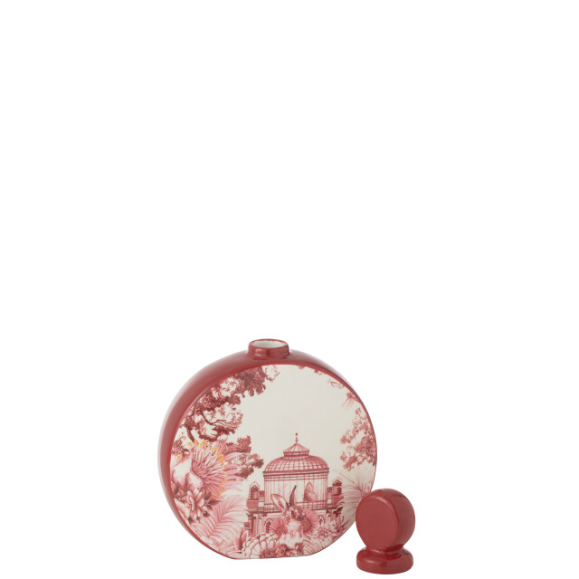 J-Line veldfles moriko porselein rood/wit 18x8x22cm 3002626 large