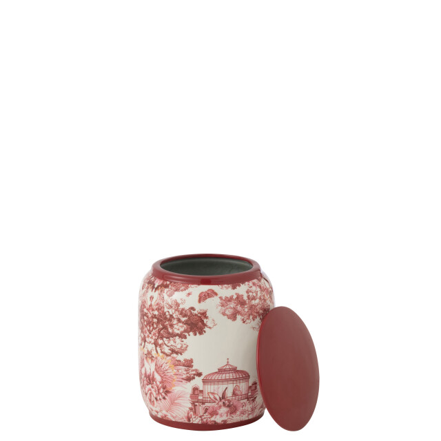 J-Line pot moriko rond porselein rood/wit small 16x16x23cm 3002628 large