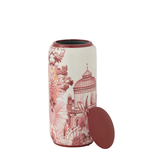 J-Line pot moriko rond porselein rood/wit large 16x16x38cm 3002630 large