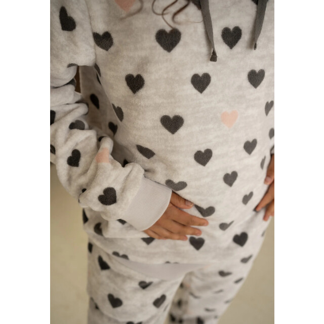 By Louise Dames huispak loungewear fleece incl capuchon hartjes BL-422-02 large