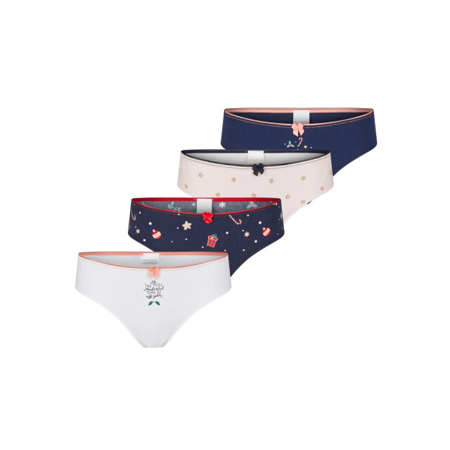 Happy Shorts Dames kerst slips 4-pack roze/blauw/wit HS-1048 large