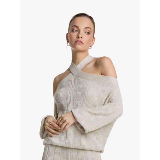 Alix The Label Dames trui bull jacquard cross neck ecru 2407888678-006 large