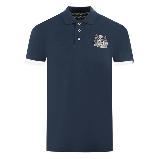 Aquascutum Elegante katoenen poloshirt met contrasterend logo embleem Aquascutum Elegante Katoenen Poloshirt met Contrasterend Logo Embleem large