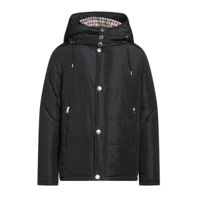 Aquascutum Elegante jas met verwijderbare kap Elegante Zwarte Aquascutum Jas met Verwijderbare Kap large