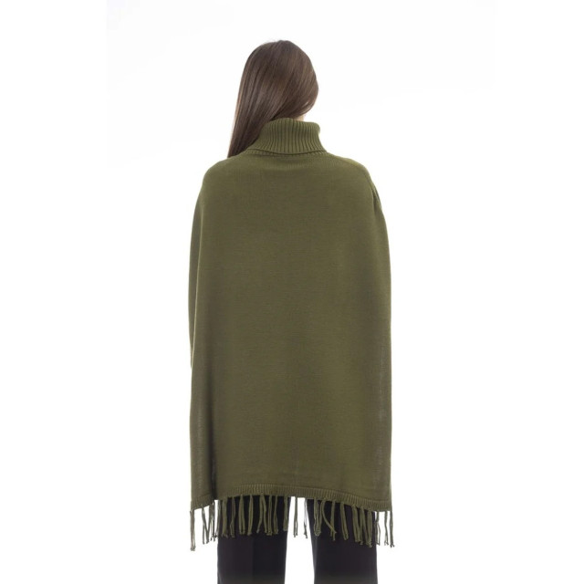 Alpha Studio Wol turtleneck poncho van Groene Wol Turtleneck Poncho van Alpha Studio large