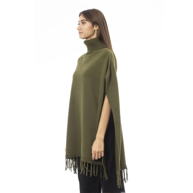 Alpha Studio Wol turtleneck poncho van Groene Wol Turtleneck Poncho van Alpha Studio large