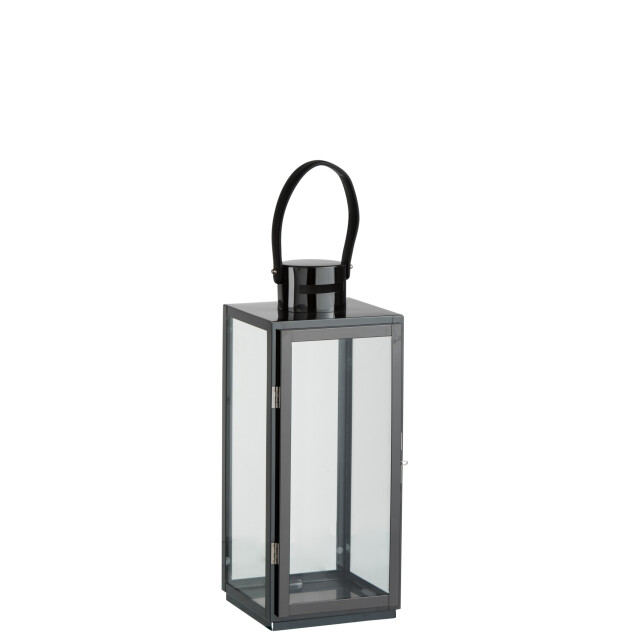 J-Line lantaarn vierkant metaal/glas zwart 17.5x16.5x51cm 3003373 large