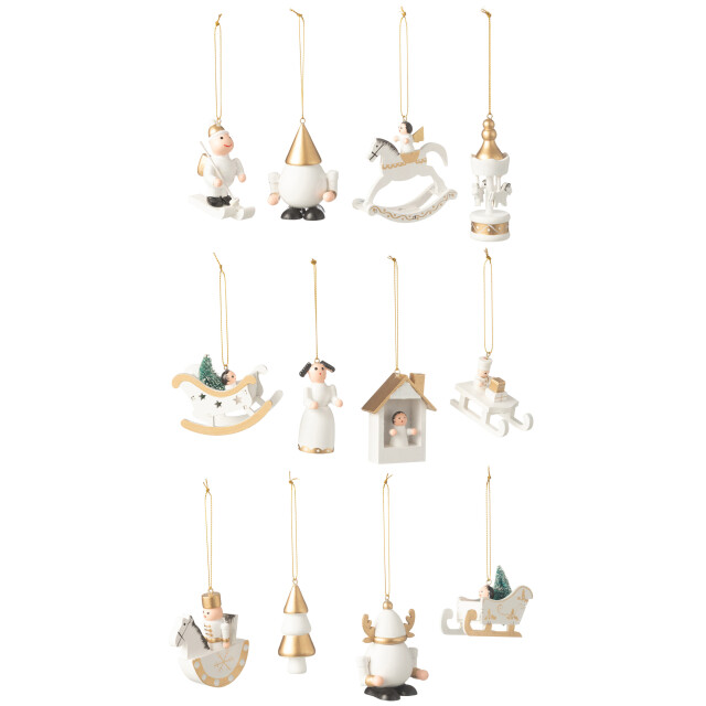 J-Line doos met 12 hangers hout wit/goud 30.5x29x4.5cm 3009920 large