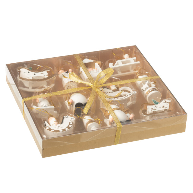 J-Line doos met 12 hangers hout wit/goud 30.5x29x4.5cm 3009920 large