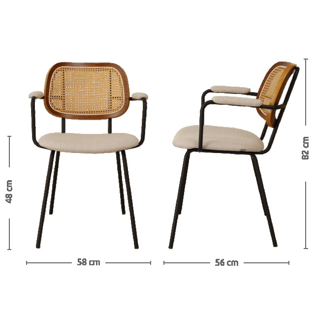 Nolon Jolie rotan eetkamerstoel zwart met armleuningen 3018330 large