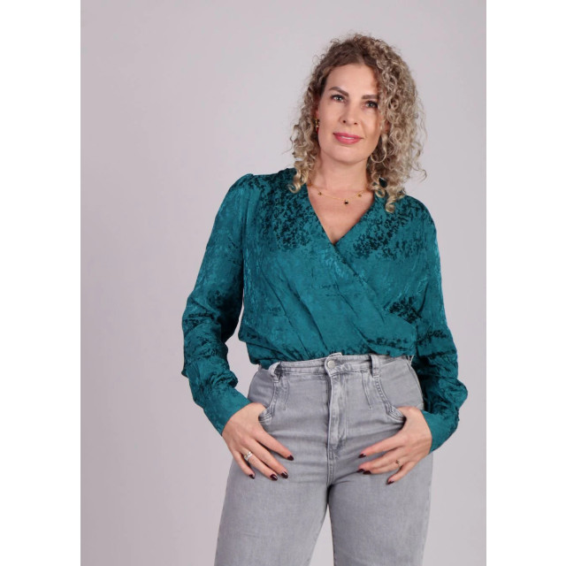 Grace & Mila Wikkelblouse patroon nonna Groene wikkelblouse met patroon Nonna  large