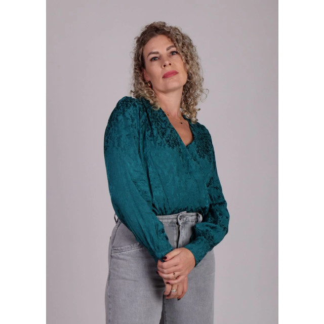 Grace & Mila Wikkelblouse patroon nonna Groene wikkelblouse met patroon Nonna  large