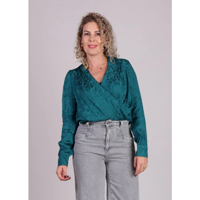 Grace & Mila Wikkelblouse patroon nonna Groene wikkelblouse met patroon Nonna  large