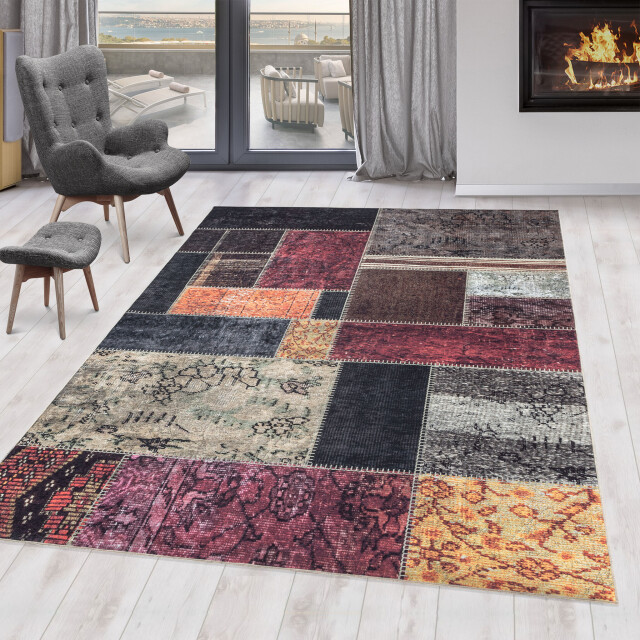 Muratap Fiesta wasbaar vloerkleed laagpolig patchwork design - woonkamer 2951423 large