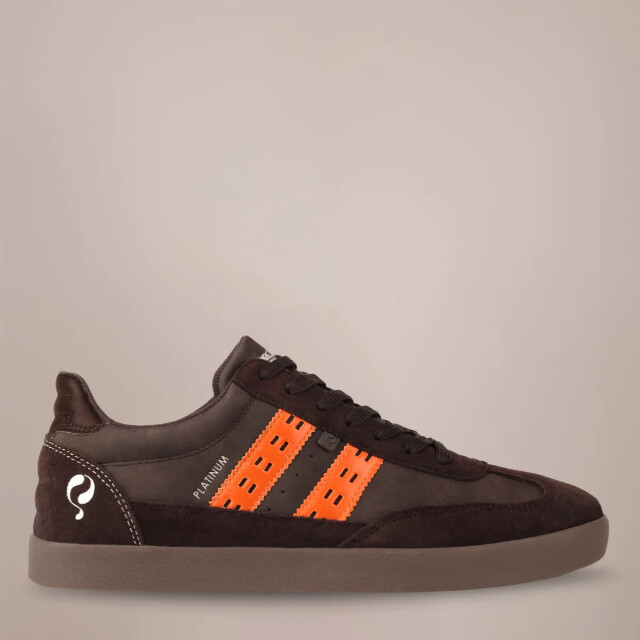 Q1905 Sneaker platinum donkerbruin/oranje QM1244616-800-2 large