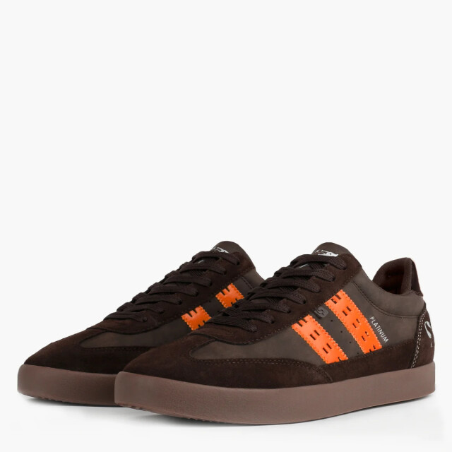 Q1905 Sneaker platinum donkerbruin/oranje QM1244616-800-2 large