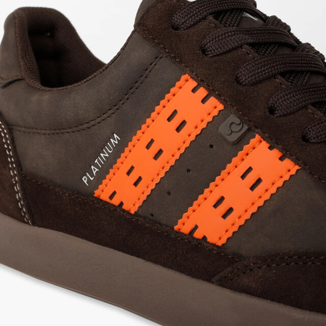 Q1905 Sneaker platinum donkerbruin/oranje QM1244616-800-2 large