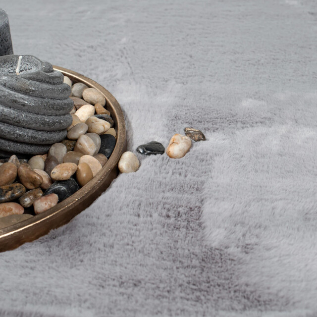Muratap Outlet rond fluffy vloerkleed grijs- 120 cm rond 3246028 large