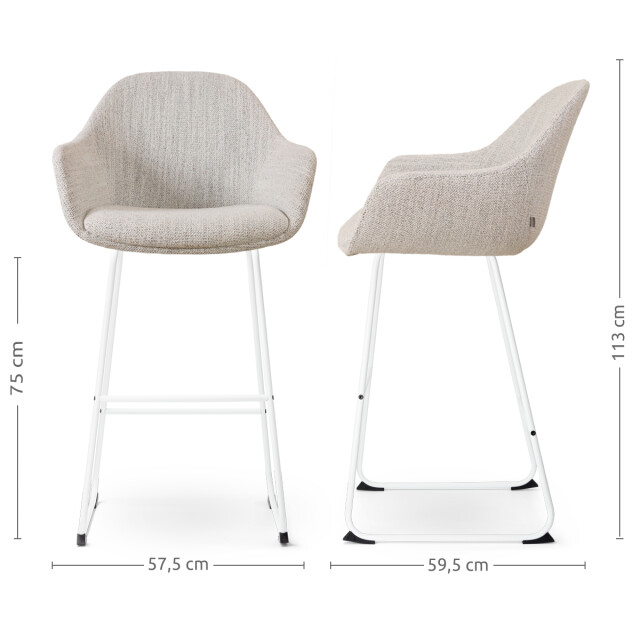 Nolon Nino-mae barkruk gemêleerd wit onderstel 75 cm 3031381 large