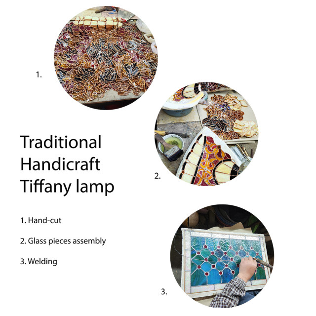 LumiLamp Tiffany tafellamp 23x23x38 cm glas bureaulamp 3031342 large