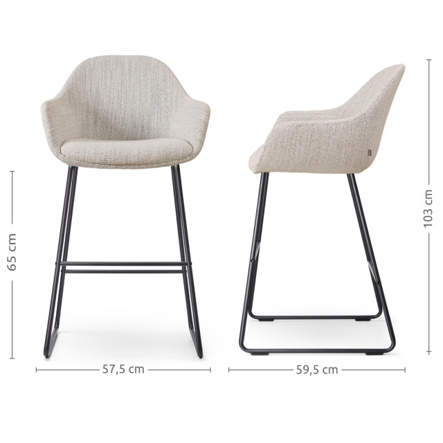 Nolon Nino-mae barkruk gemêleerd zwart onderstel 65 cm 3031380 large