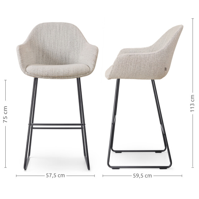 Nolon Nino-mae barkruk gemêleerd zwart onderstel 75 cm 3031382 large