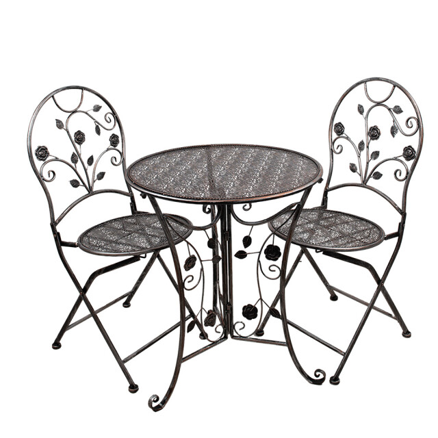 Clayre & Eef Bistroset bistrotafel bistrostoel 3-delig Ø 60x70 cm metaal 3031345 large