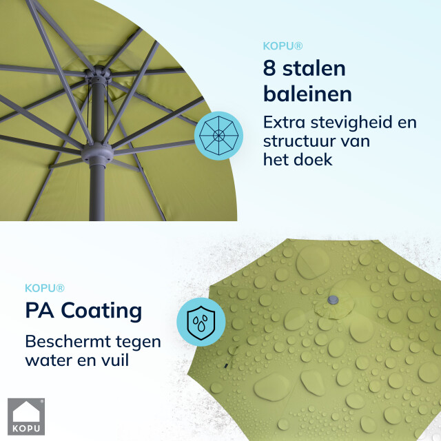 Kopu ® madrid 350 cm grote parasol rond met beschermhoes olijfgroen 2938057 large