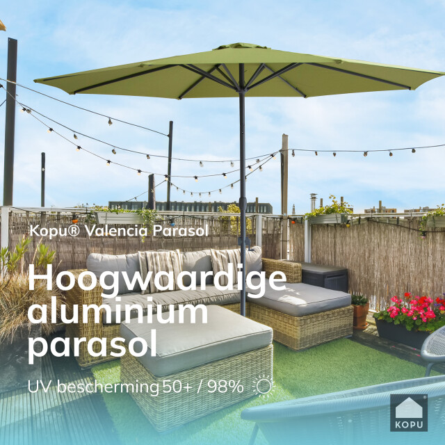 Kopu ® valencia parasol rond 300 cm met beschermhoes olijfgroen 2934699 large