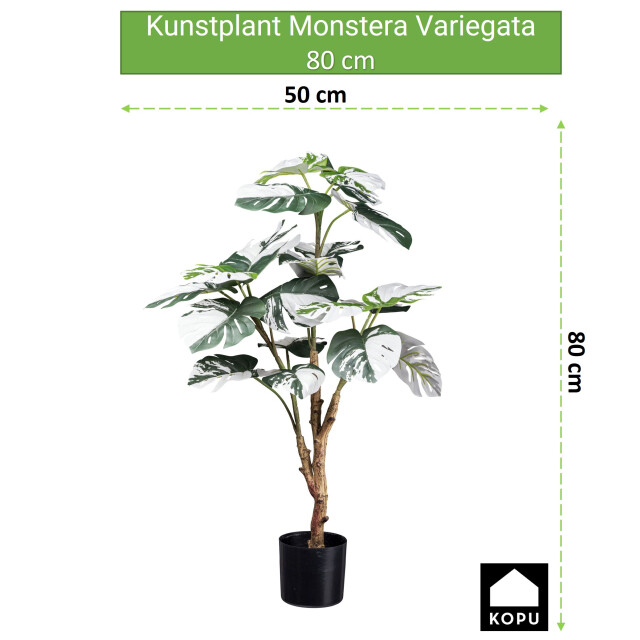 Kopu ® kunstplant monstera variegata 80 cm 21 bladeren gatenplant 2758707 large