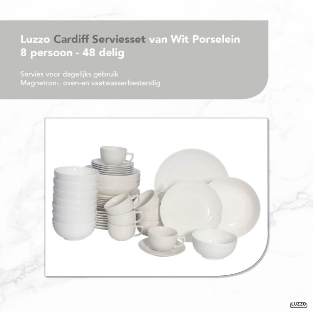 Luzzo ® cardiff serviesset 8 persoons 48 delig servies porselein 3047377 large