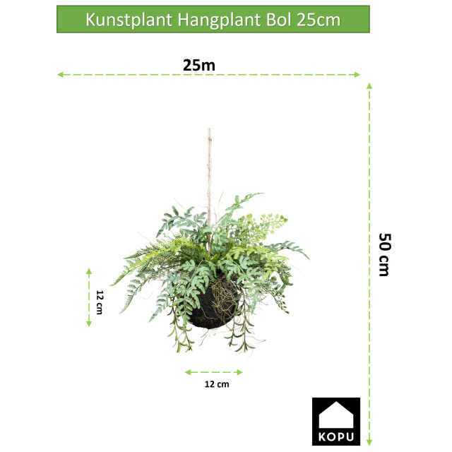Kopu ® kunstplant bol met diverse varen hangplanten 25 cm - 2612796 large